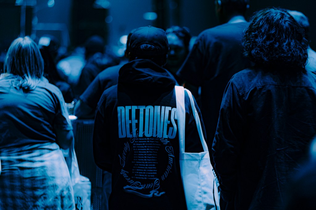 A Deftones fan wearing artist merch.