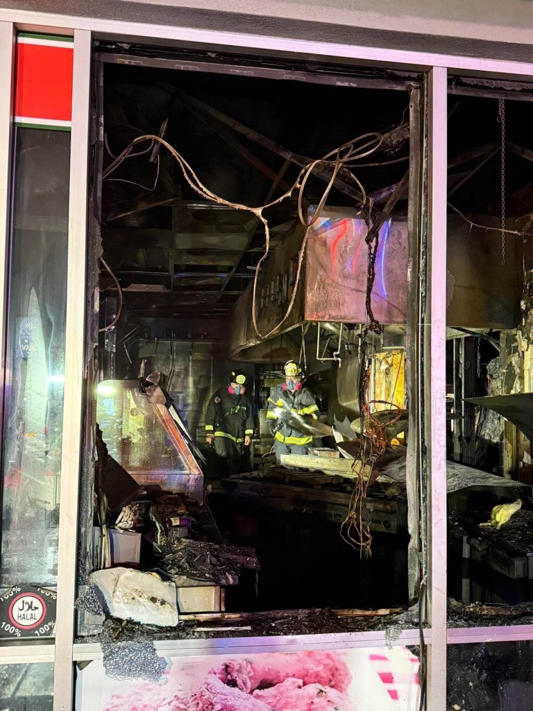 a restaurant damaged by fire.