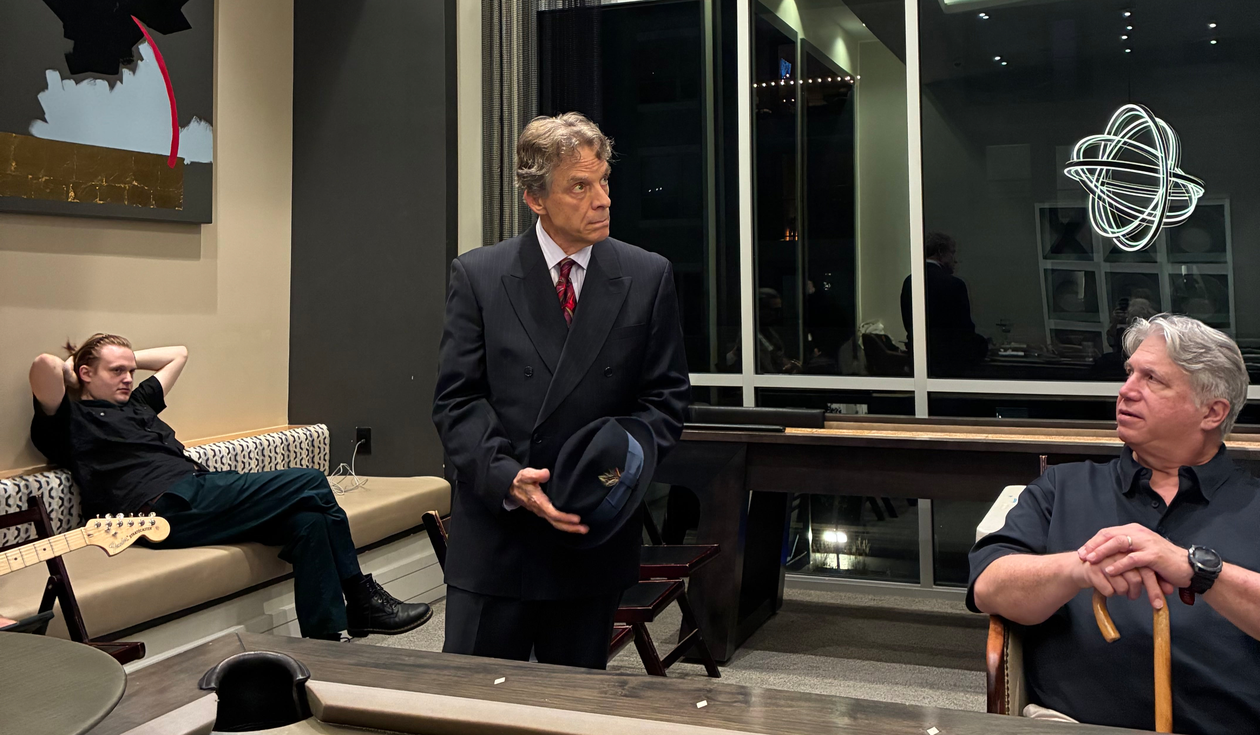 People rehearse a play.