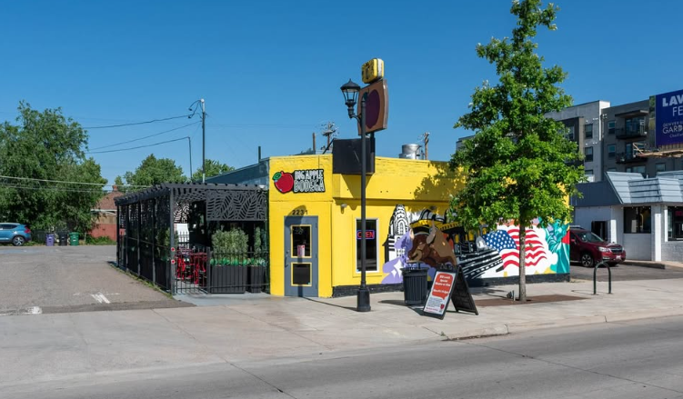 exterior of yellow building