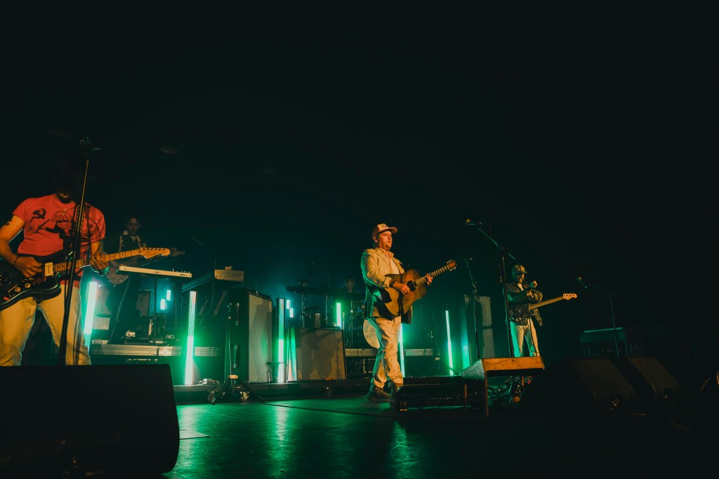 Modest Mouse performing on stage at Mission Ballroom in Denver, Colorado.