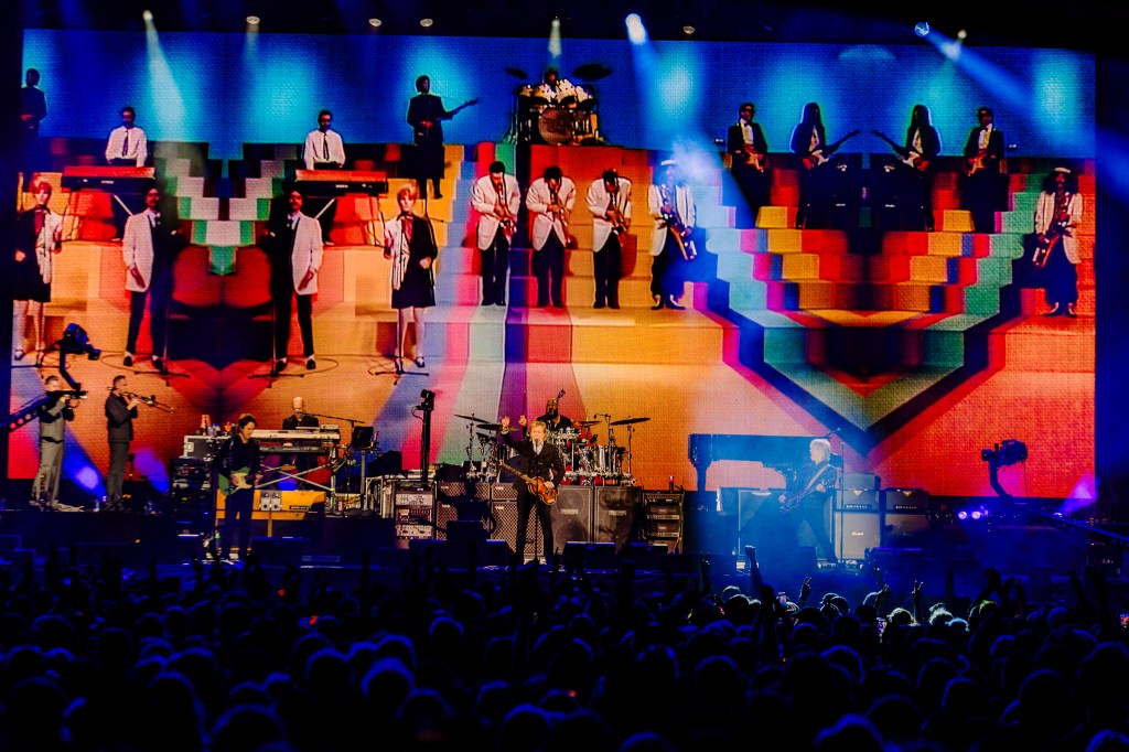 Paul McCartney performing live at Coors Field in Denver, Colorado, on Saturday, October 11, 2025.