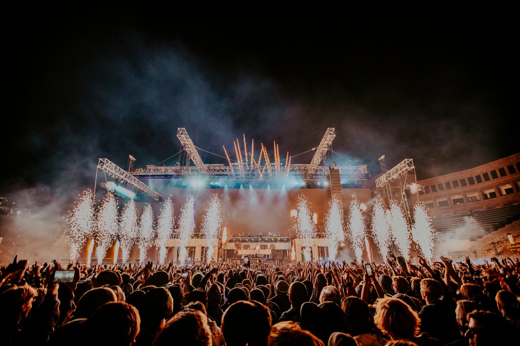 The crowd during John Summit at Folsom Field at the University of Colorado Boulder in Boulder, Colorado on Saturday, October 18.
