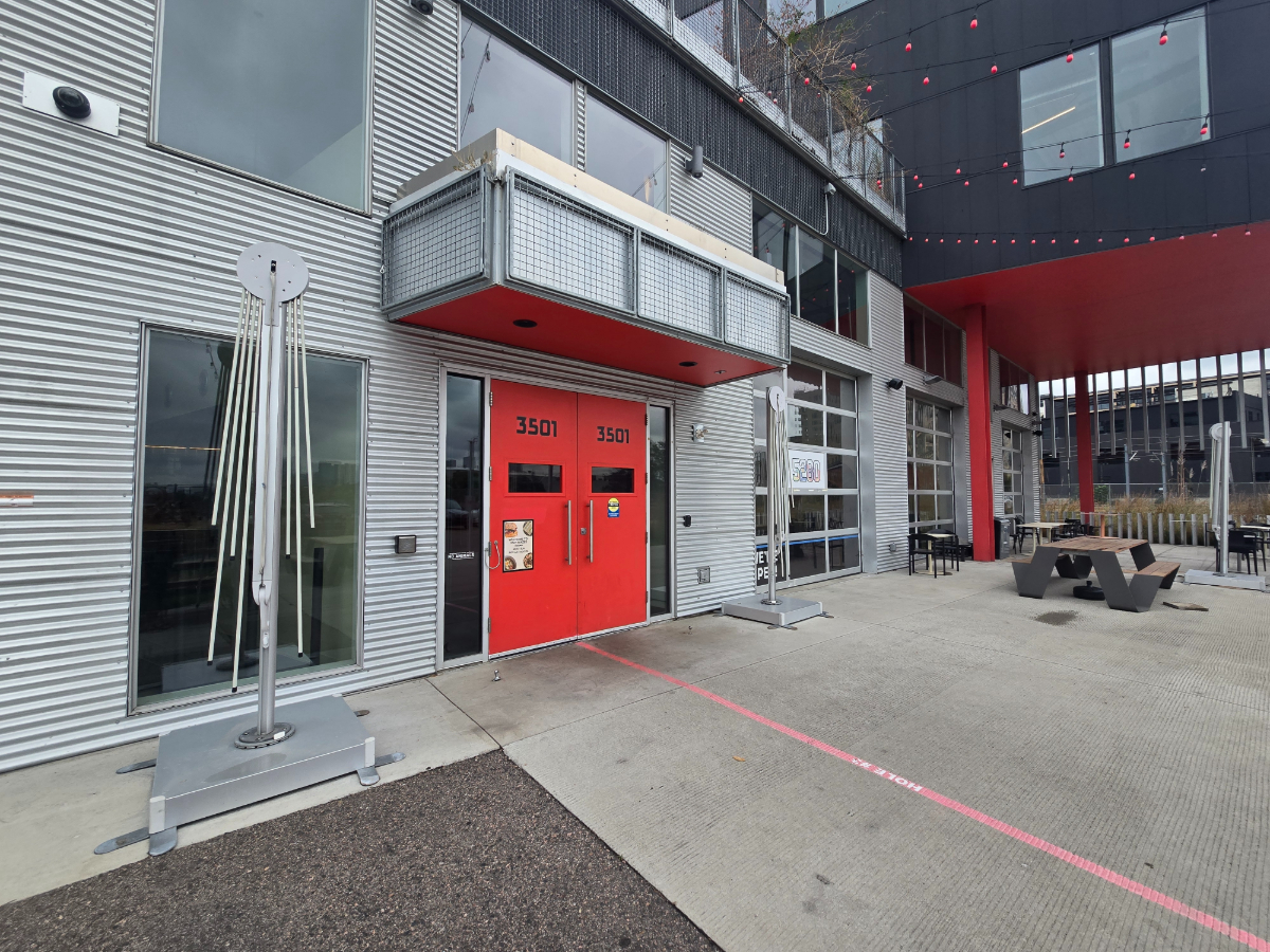 building with red doors