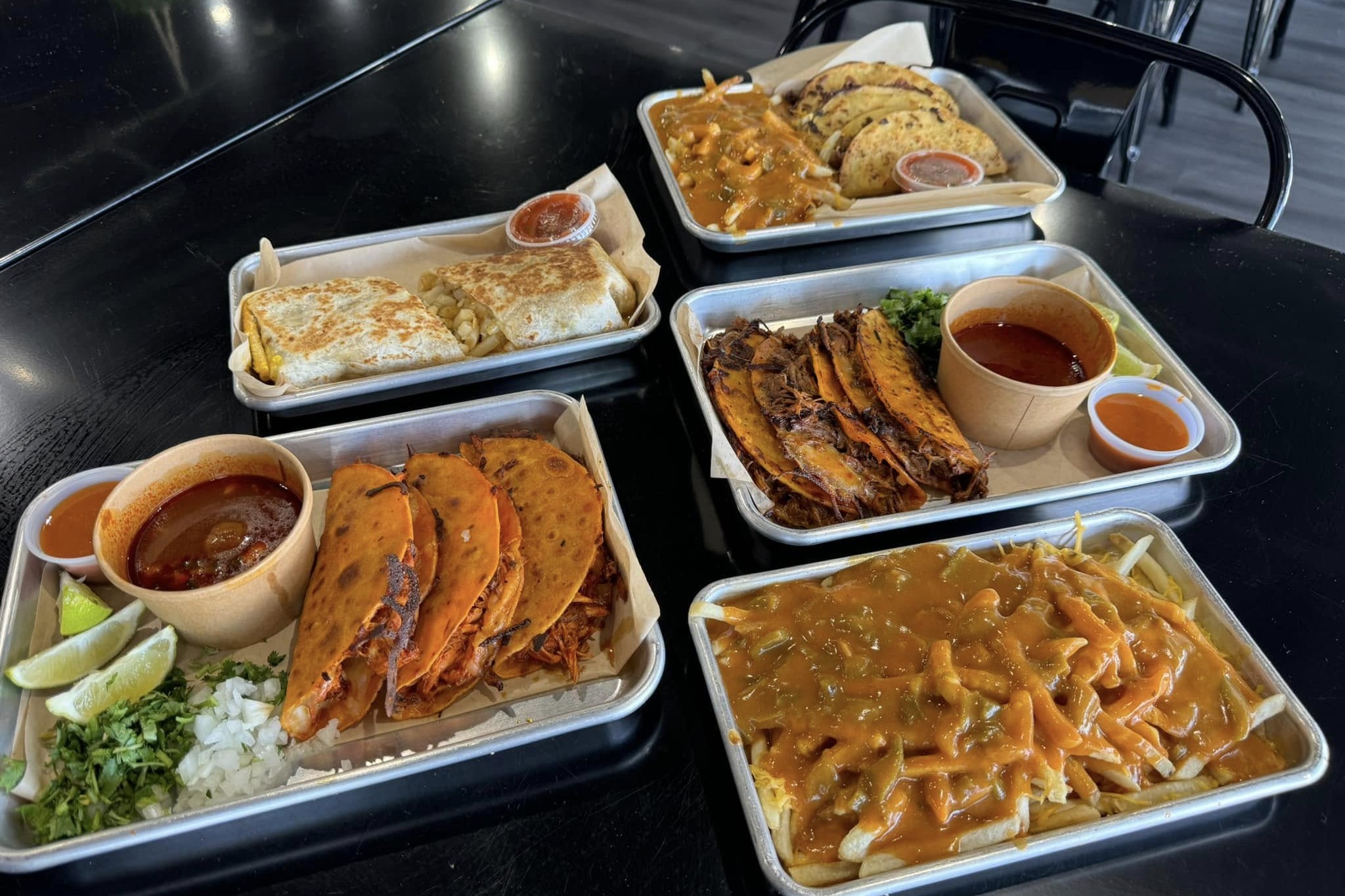 various food on plates