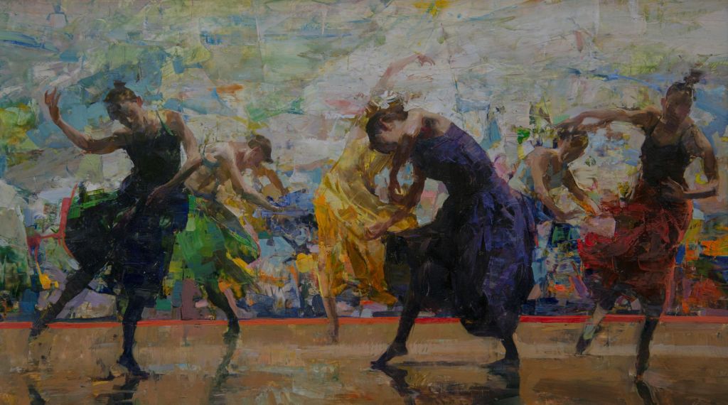 a painting of people dancing