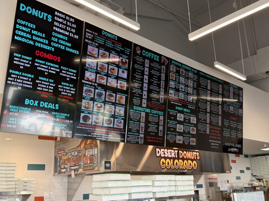A donut menu board