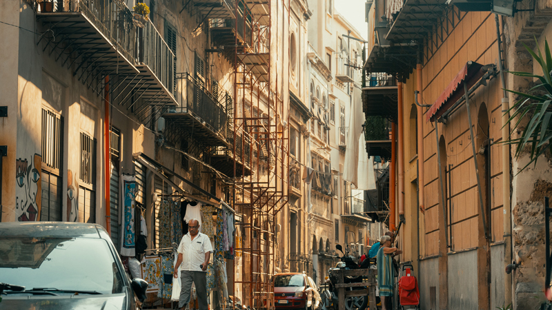 A person walking in a city