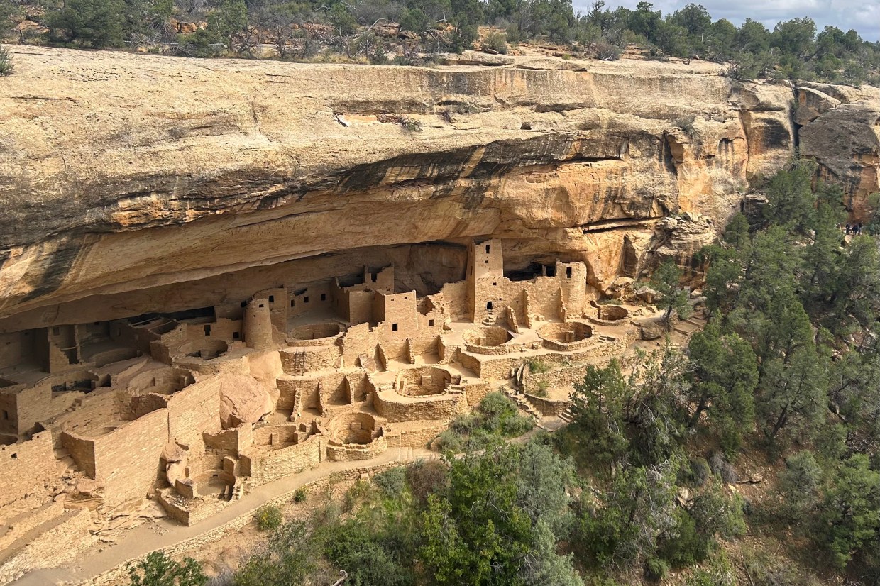 The stone towers and kivas of Cliff Palace at Mesa Verde National Park