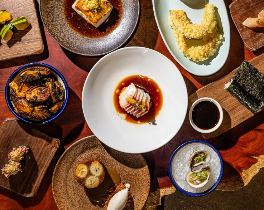 various sushi dishes