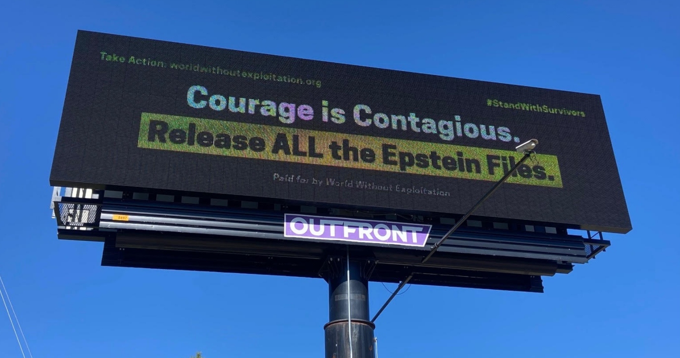 Billboard calls for the release of the Epstein files