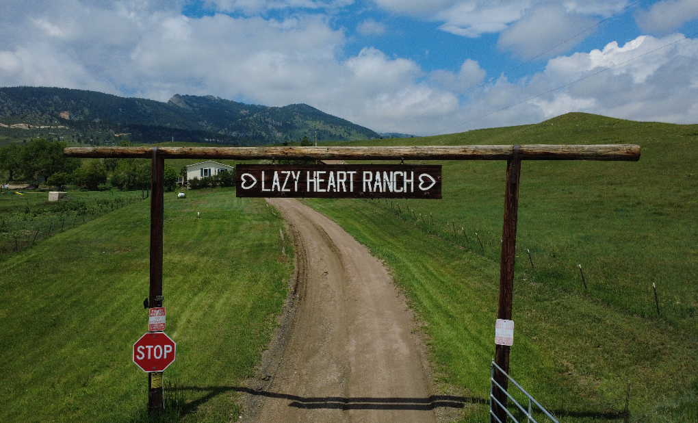 lazy heart ranch entrance sign