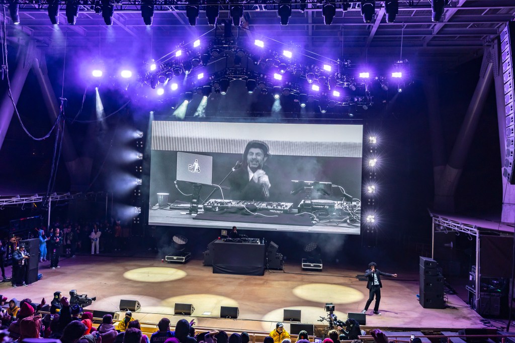 Freddie Gibbs on stage at Red Rocks on October 31 for Halloween on the Rocks.