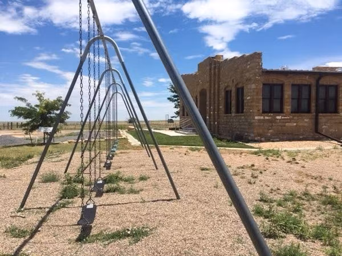schoolyard swing sets in rural Colorado