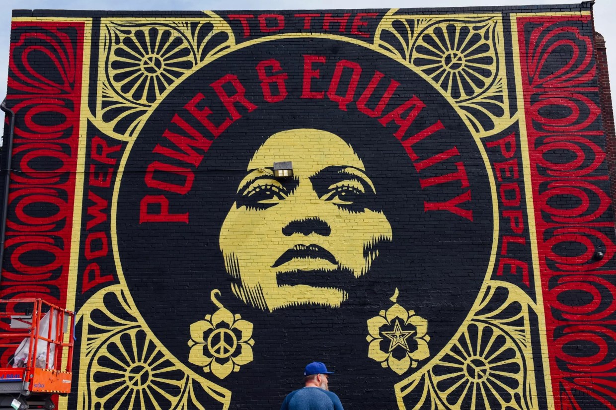 A mural of a woman
