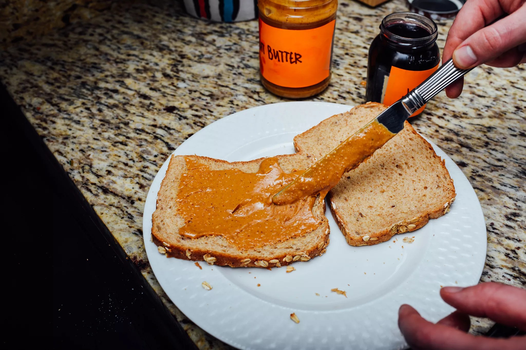 peanut butter spread on bread