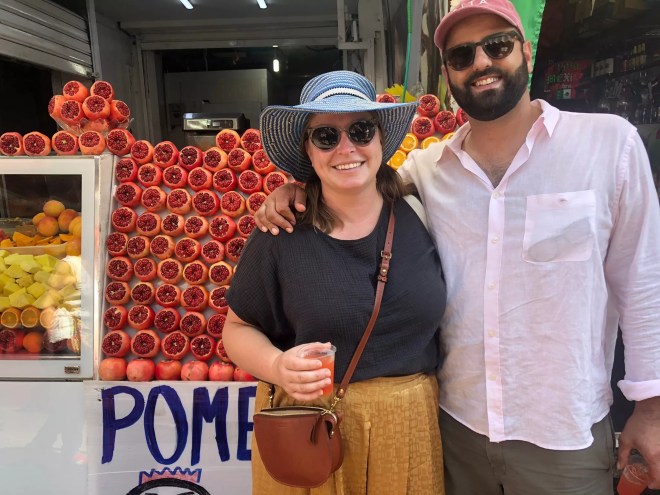 woman and a man posing