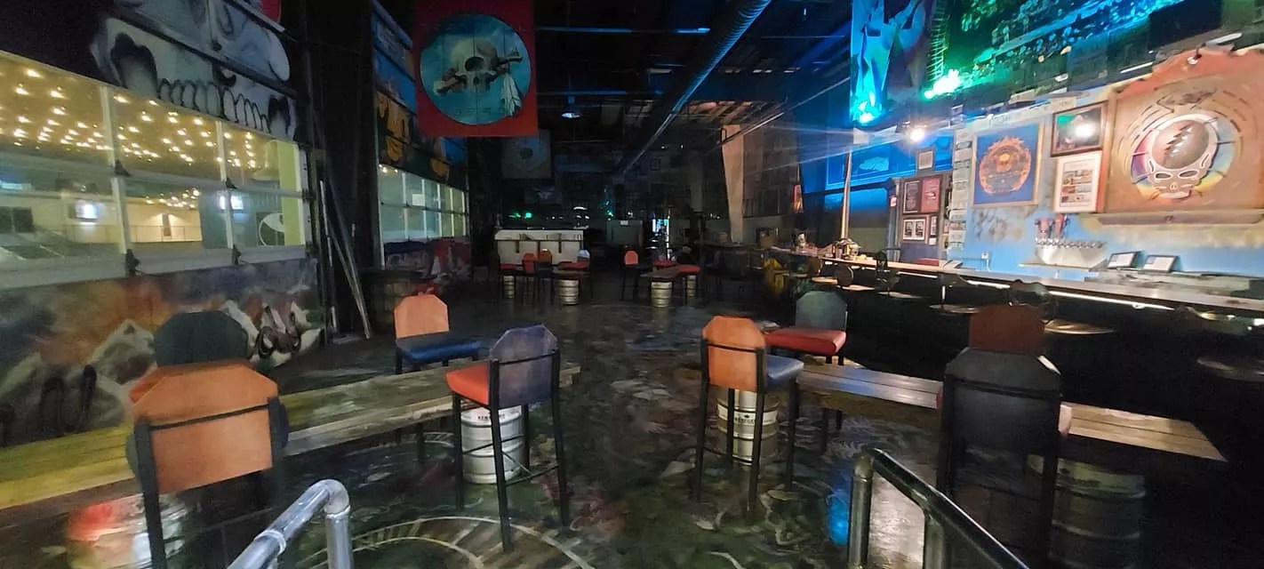 the inside of a bar