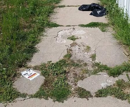 A cracked sidewalk