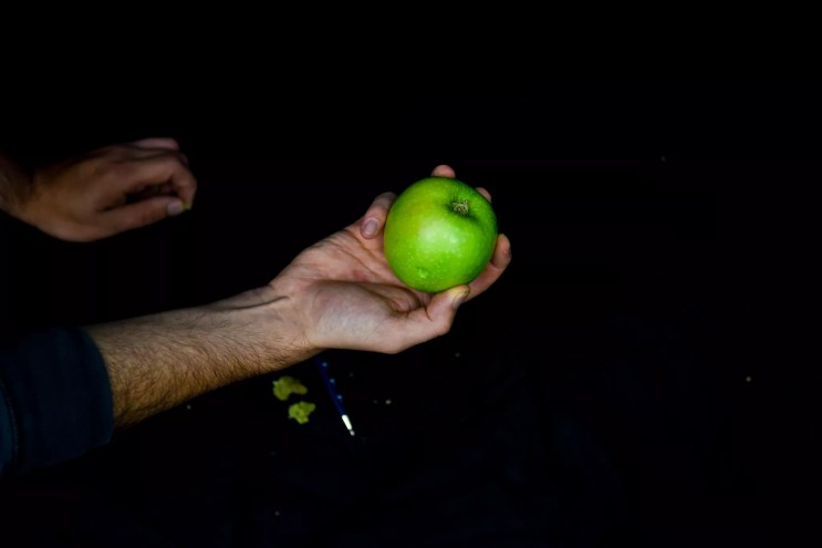 A green apple made into a weed pipe