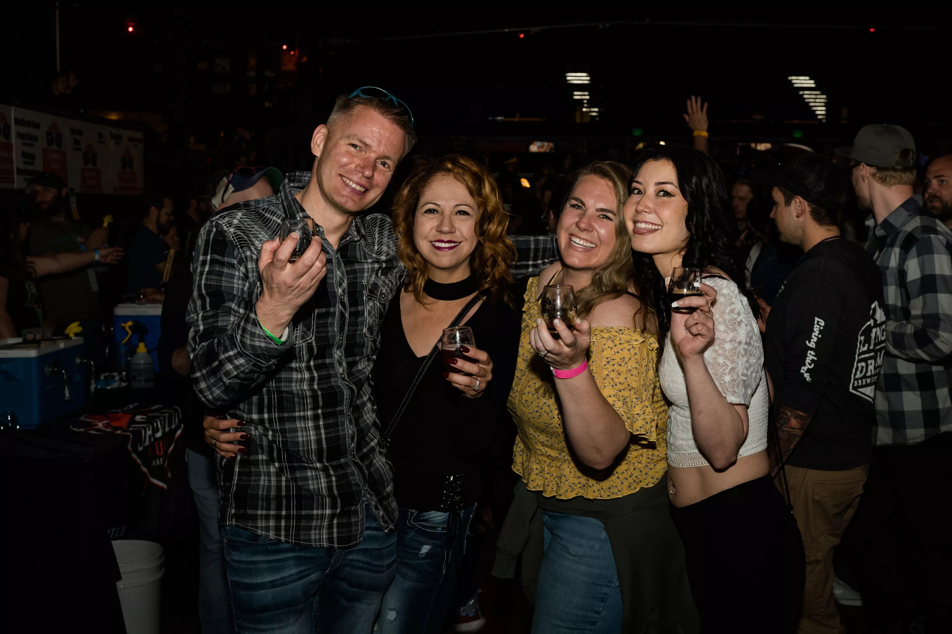 Festival goers posing for a photo.