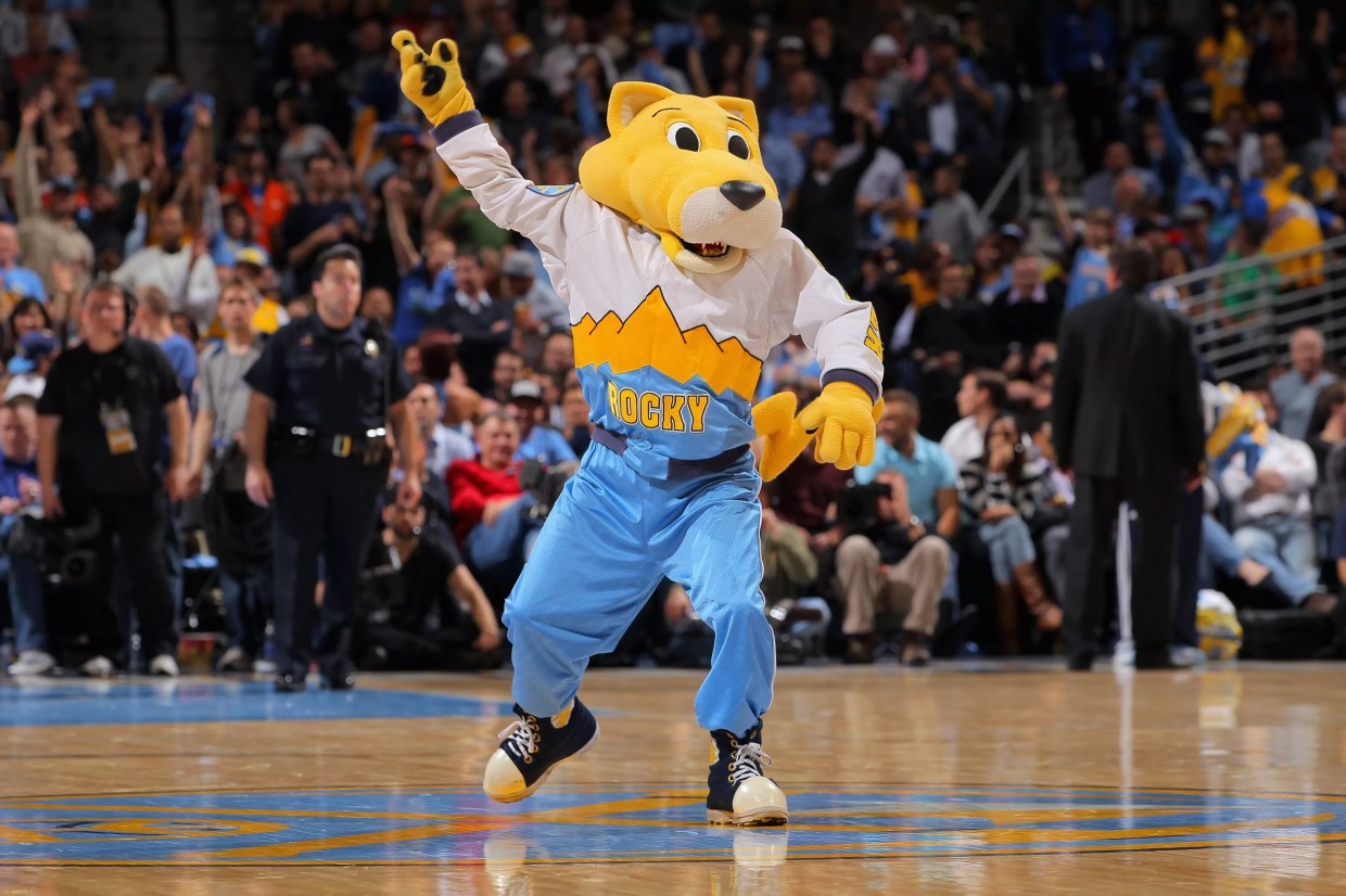Rocky on Denver nuggets court