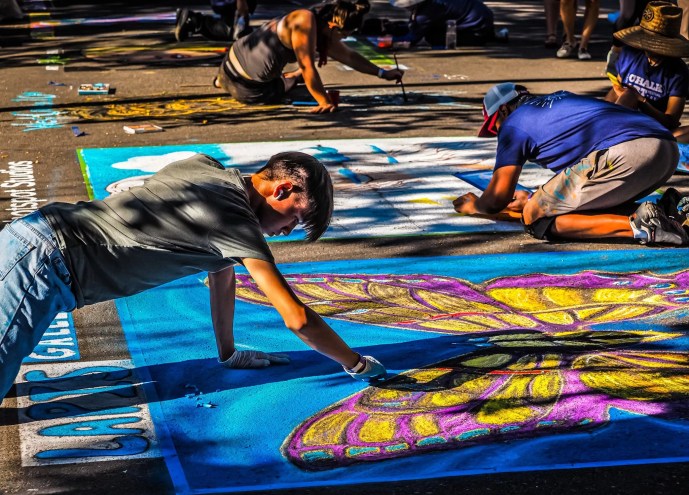artists chalk art denver street