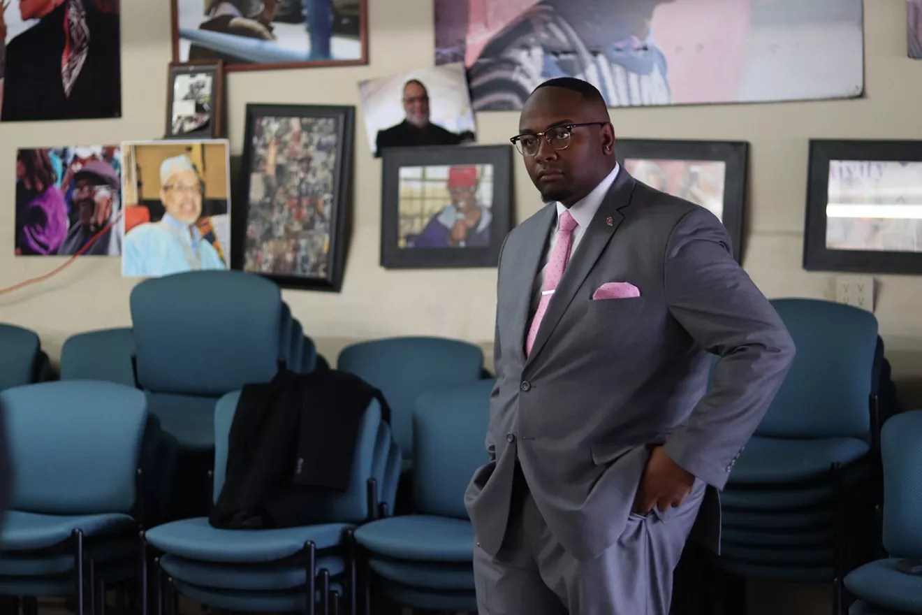 Auon'tai Anderson before a press conference at Brother Jeff's Cultural Center in late March.