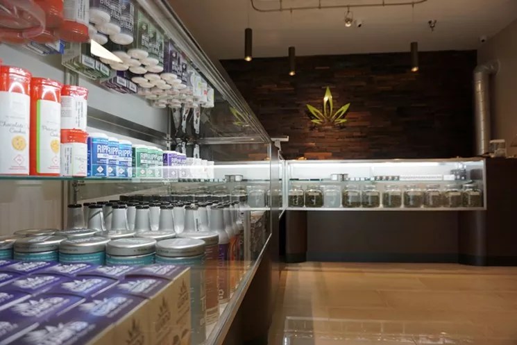 Inside KrystaLeaves dispensary in Commerce City.