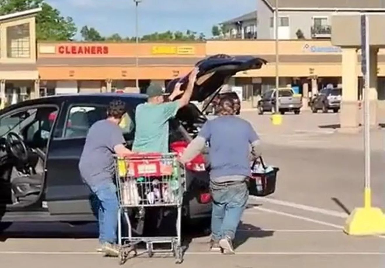 Shoplifters on video last month at a Centennial King Soopers making off with $400 to $500 worth of laundry detergent.