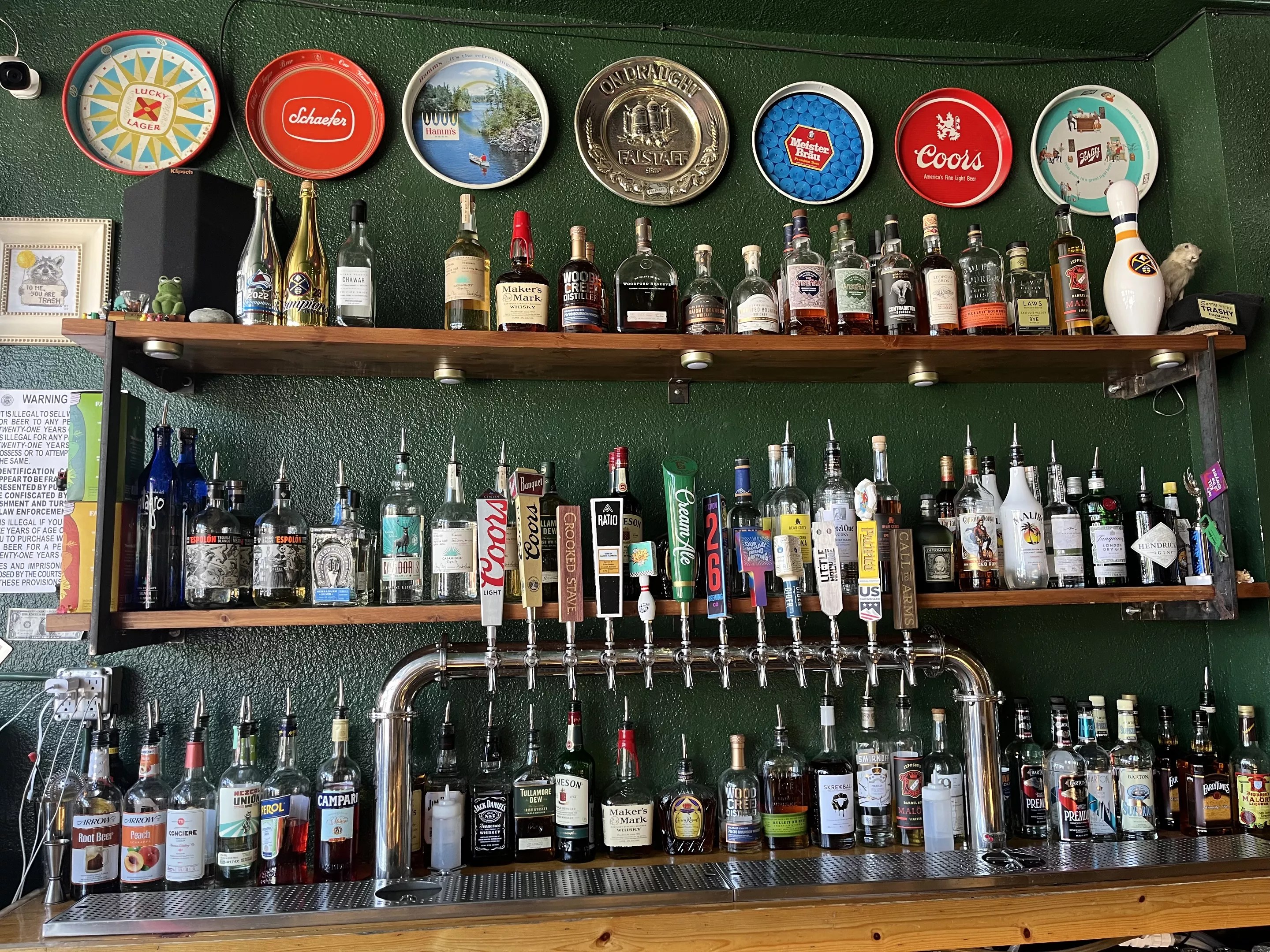 liquor bottles on shelves