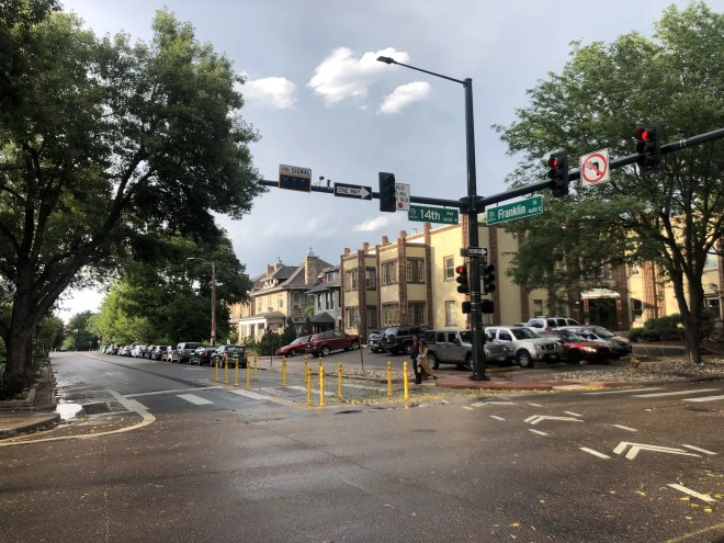 The diverter at the intersection of 14th Avenue and Franklin Street that has residents upset.