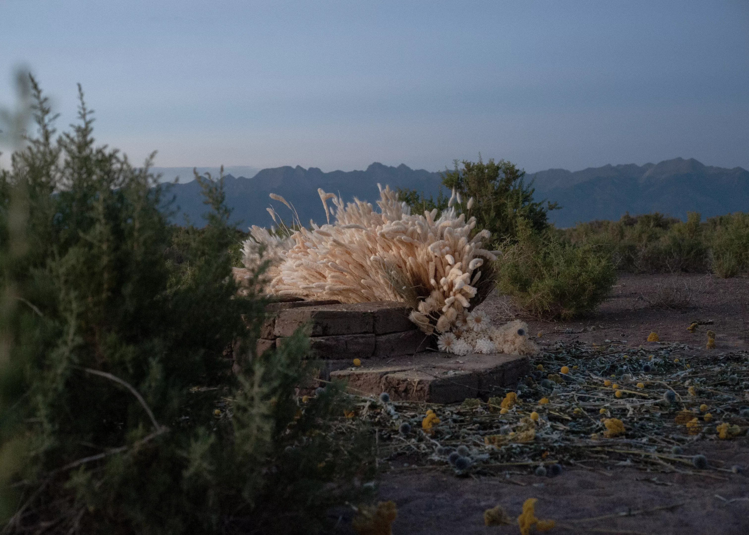 an earthwork in a mountain setting