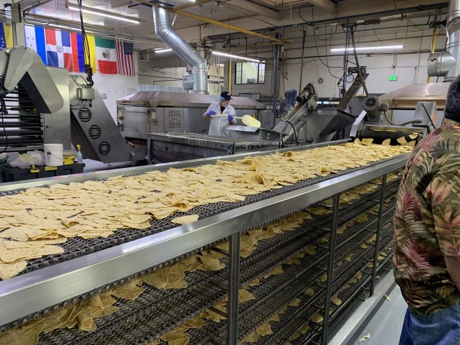 chips on a conveyor belt