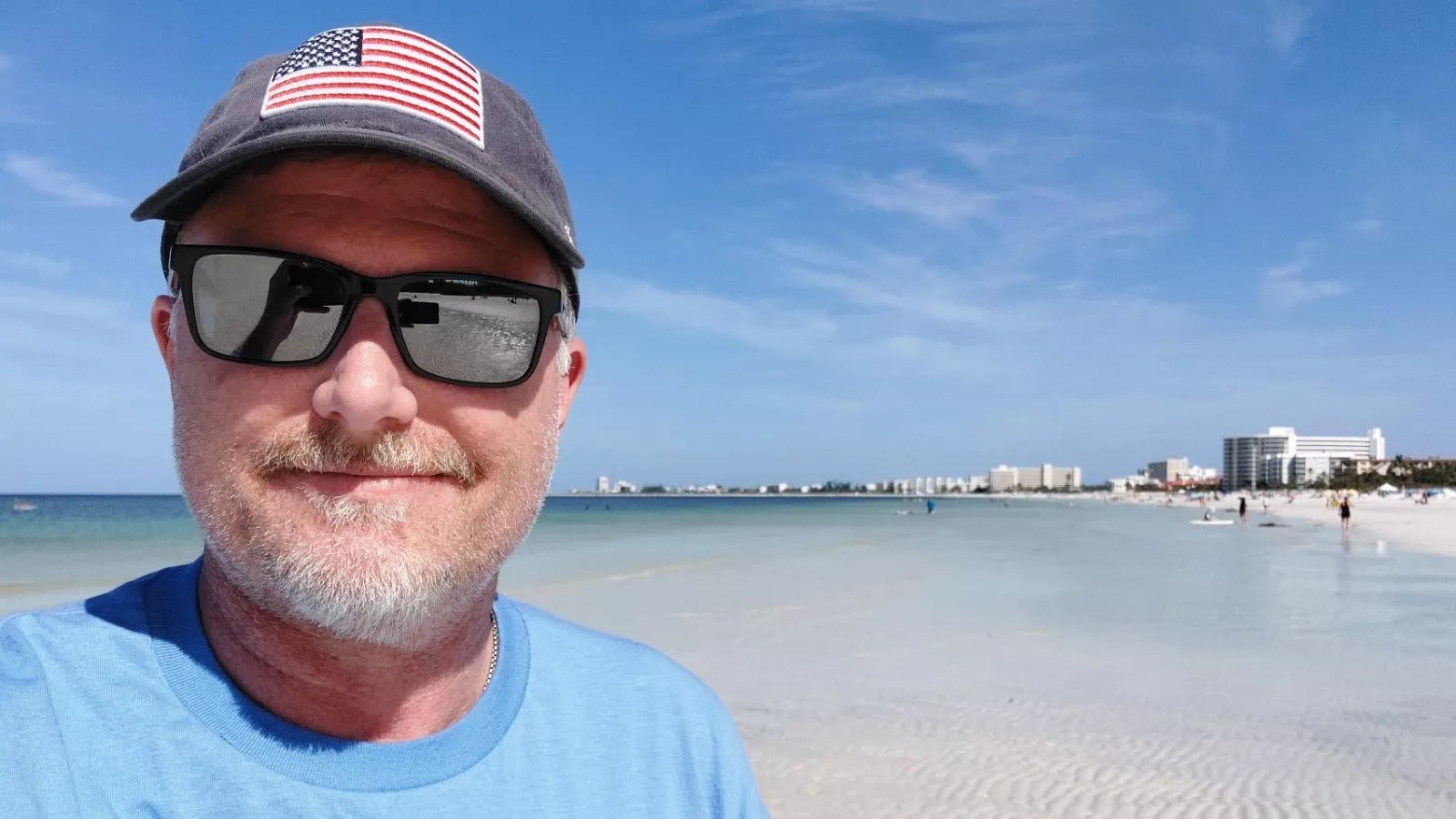 man in sunglasses on beach
