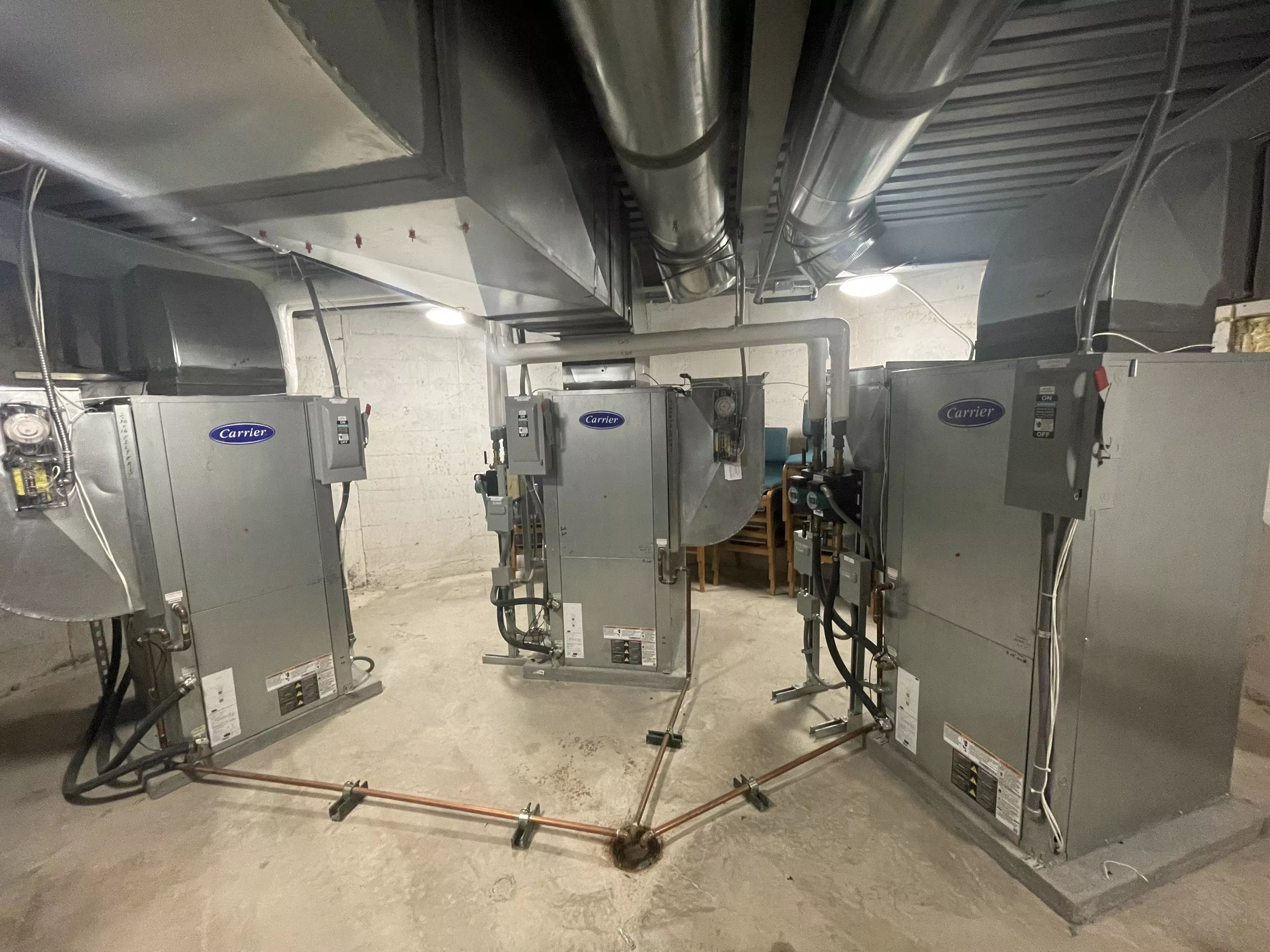 Heat pumps in basement
