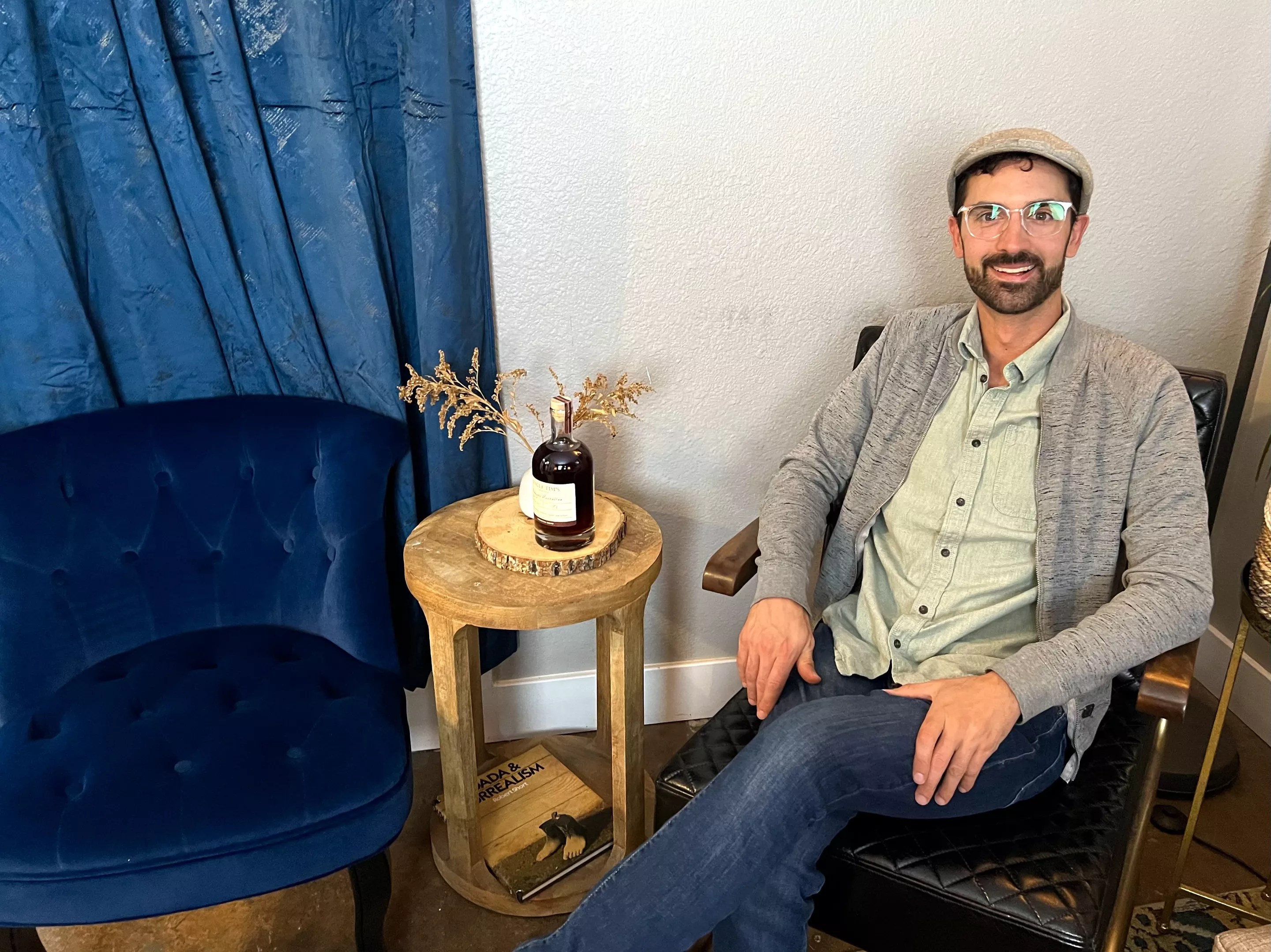 a man sitting in a chair