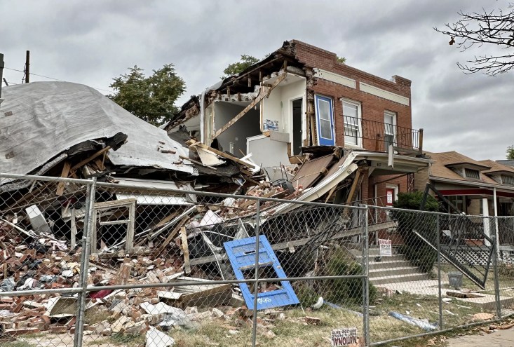 A fourplex at 457 South Lincoln Street in Denver, Colorado, that exploded in August 2023.