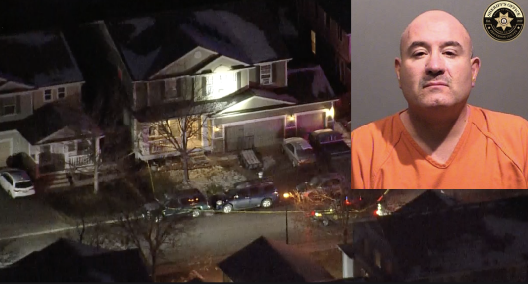 The home of Jefferson County murder-suicide suspect James Aragon in Littleton and a mugshot of James.