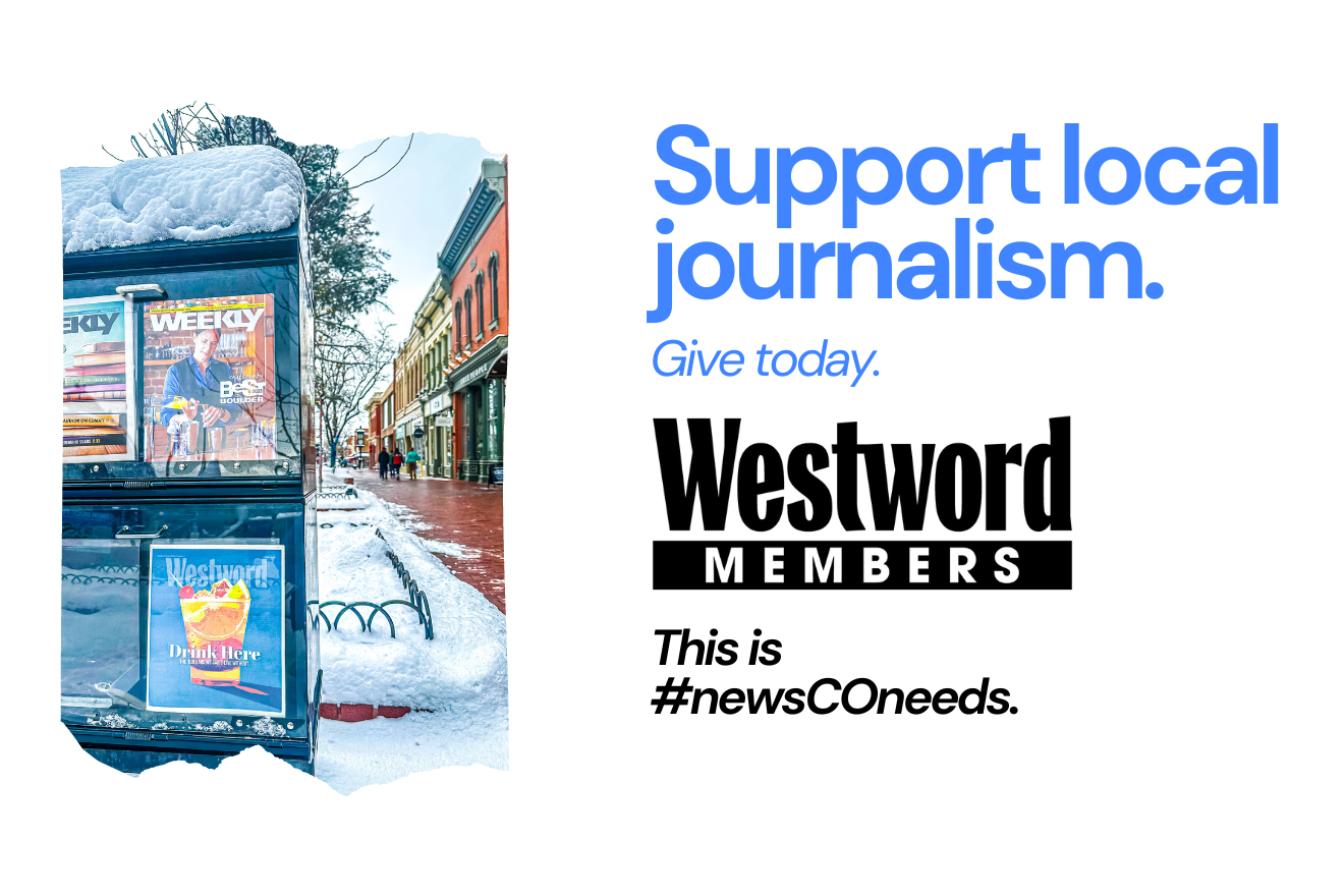 White graphic with blue text saying "support local journalism"
