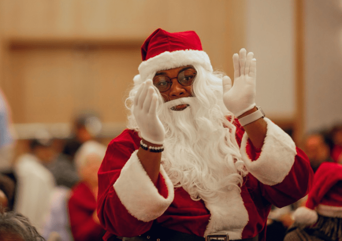 Auon'tai Anderson dressed up as Santa Claus during the Hiawatha Davis Jr. luncheon.