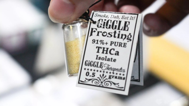 THCA isolate powder in a vial