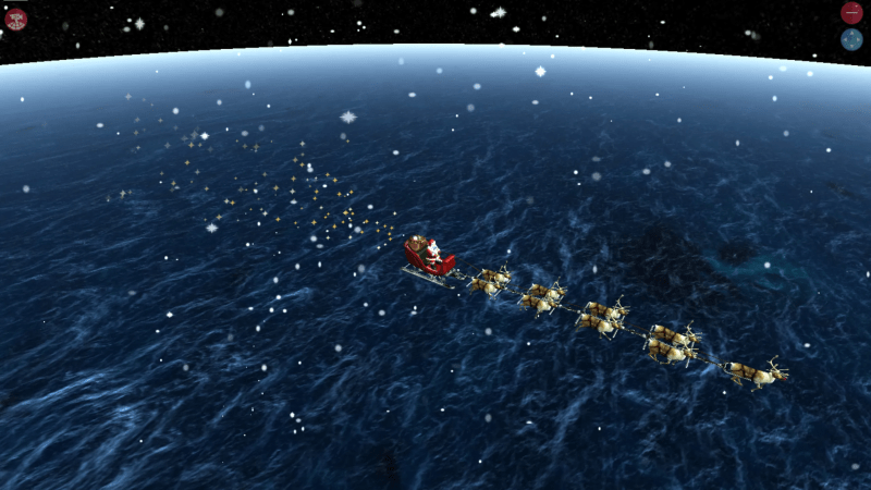 santa and reindeer in space