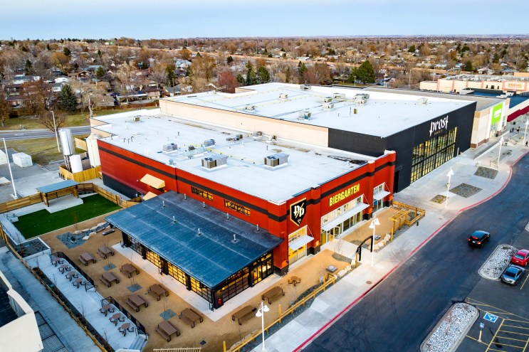 the exterior of a large production brewery facility.