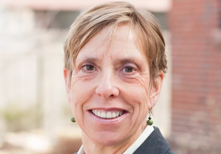 closeup of woman with short hair
