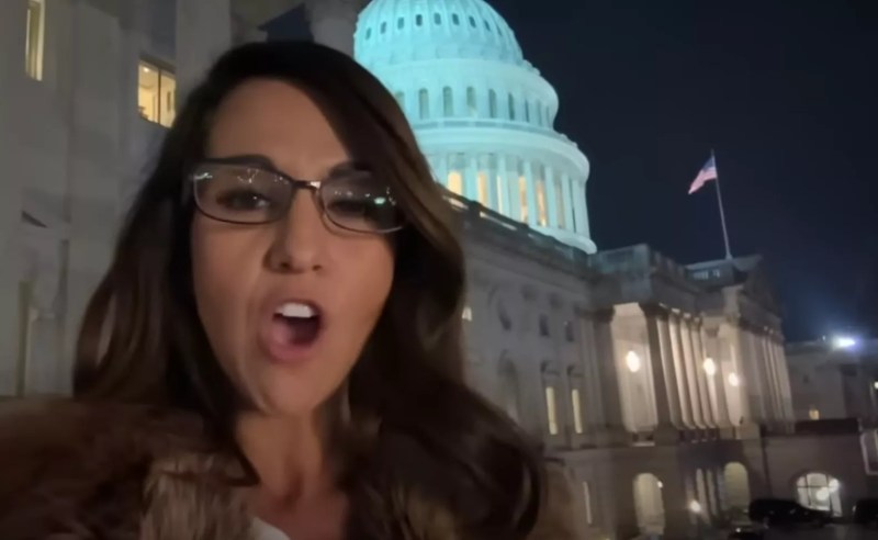 Lauren Boebert speaking on video.