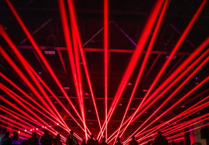 red lasers at a rave