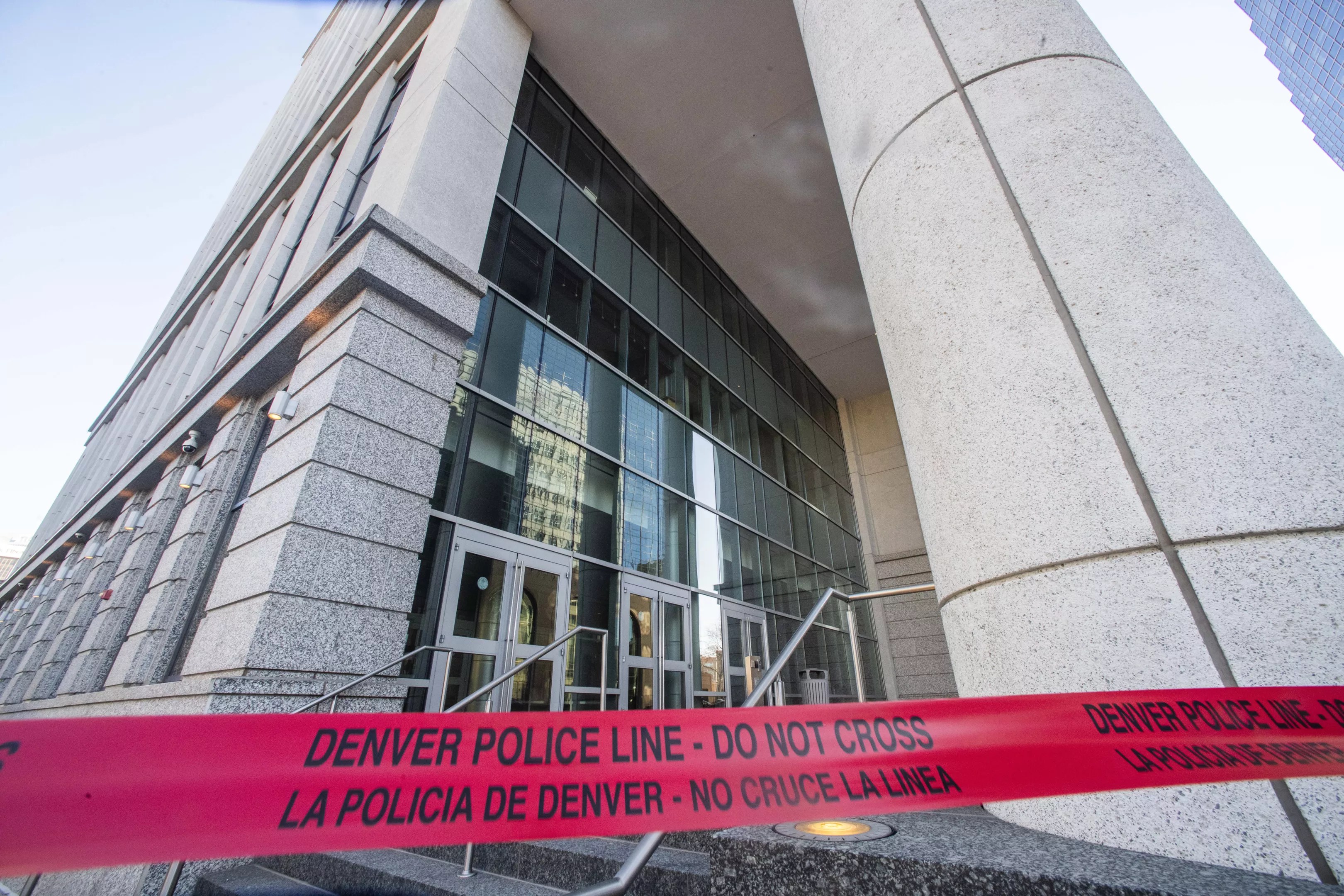 The Ralph L. Carr Colorado Judicial Center was blocked off by police tape on Tuesday afternoon.