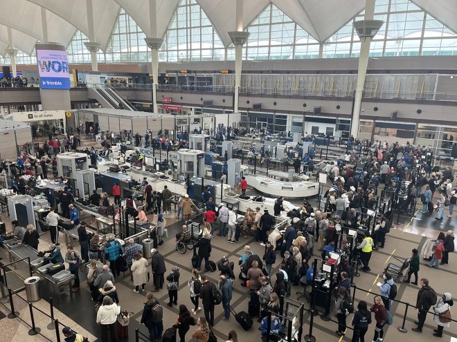 security line at Denver airport.