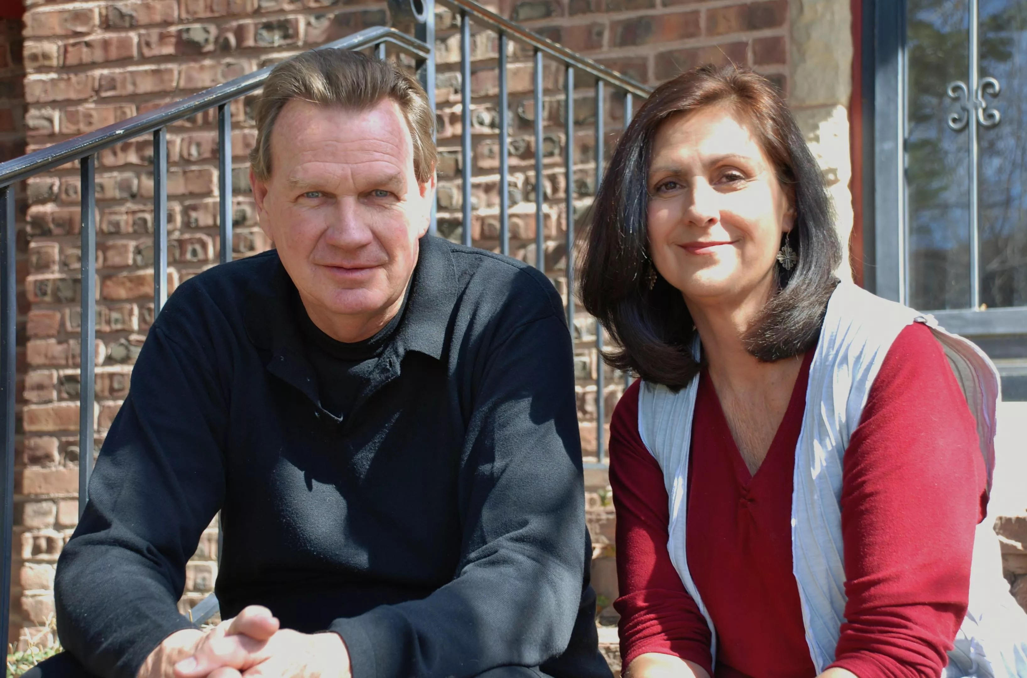 man and woman on steps